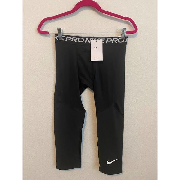 NWT Nike Dri-Fit Pro Boys 3/4 Compression Tights Black Size XL - Picture 1 of 7